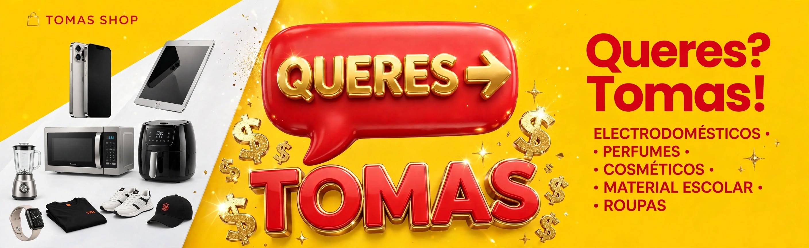 Tomas Shop — Queres? Tomas! Eletrodomésticos, perfumes, cosméticos, material escolar e roupas
